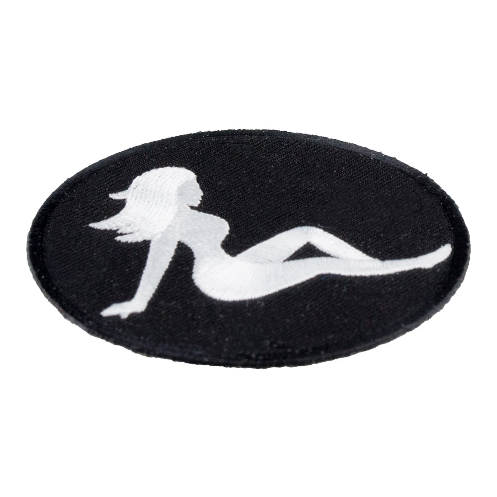 Mudflap Girl Silhouette Round Patch, Biker Patches — detail view 1