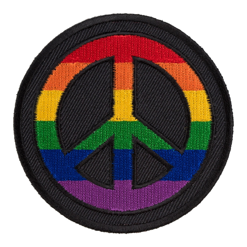 Rainbow Peace Sign Round Patch, Peace Sign Patches — product image