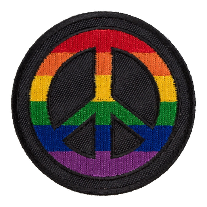Rainbow Peace Sign Round Patch, Peace Sign Patches — product image