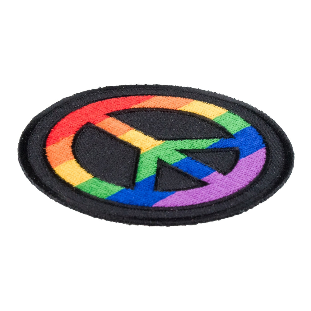 Rainbow Peace Sign Round Patch, Peace Sign Patches — detail view 1