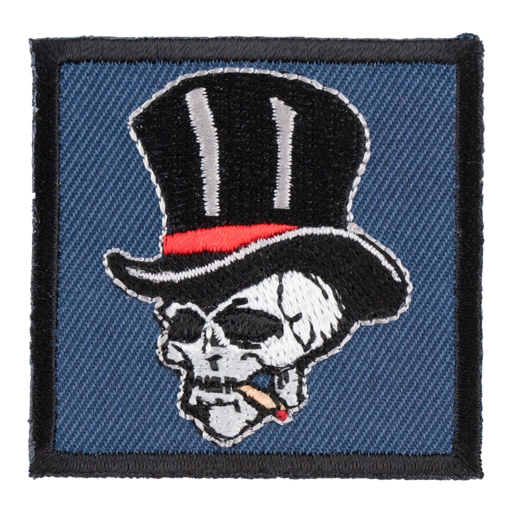 Skull Top Hat Square Patch, Biker Skull Patches — product image