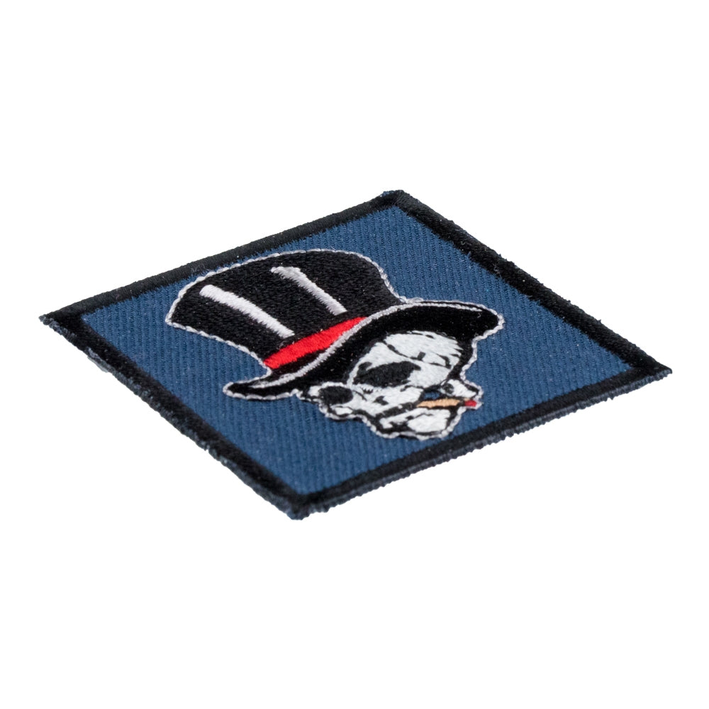 Skull Top Hat Square Patch, Biker Skull Patches — detail view 1