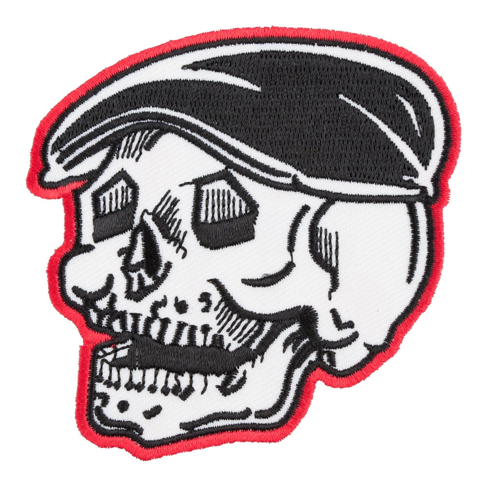 Red Bordered Skull With Hat Patch, Skull Patches — product image