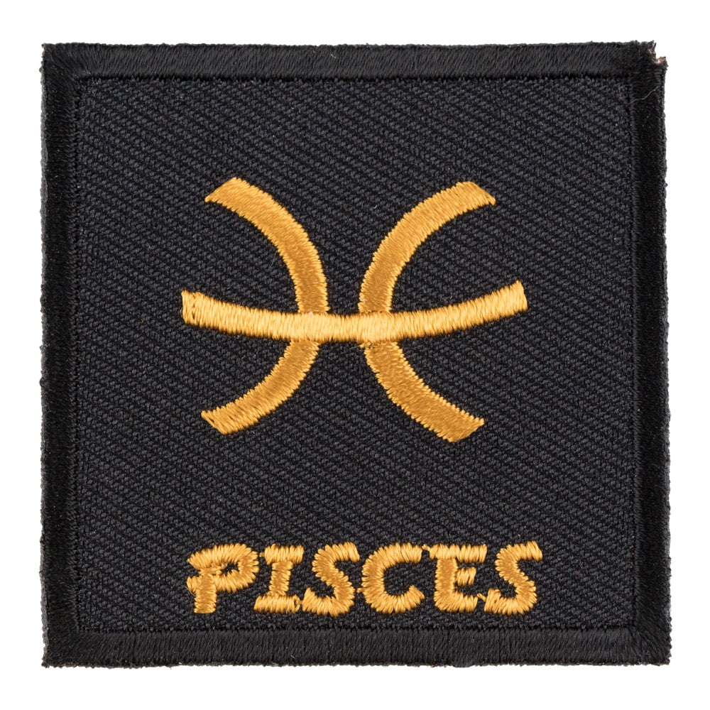 Zodiac Sign Pisces Black & Gold Patch, Zodiac Patches — product image