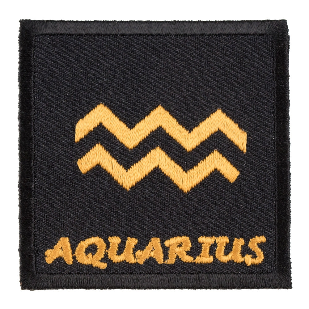 Zodiac Sign Aquarius Black & Gold Patch, Zodiac Patches — product image