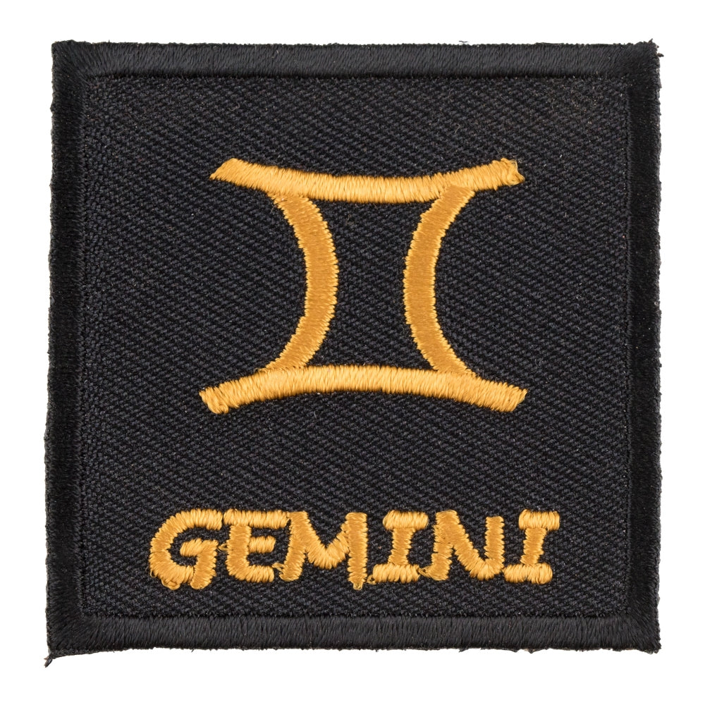 Zodiac Sign Gemini Black & Gold Patch, Zodiac Patches — product image