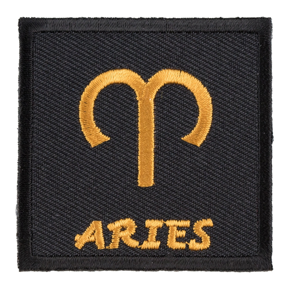 Zodiac Sign Aries Black &amp; Gold Patch, Zodiac Patches — product image