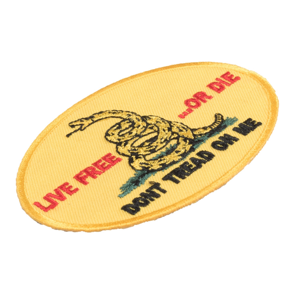 Live Free or Die Gadsden Flag Oval Patch, Patriotic Patches — detail view 2