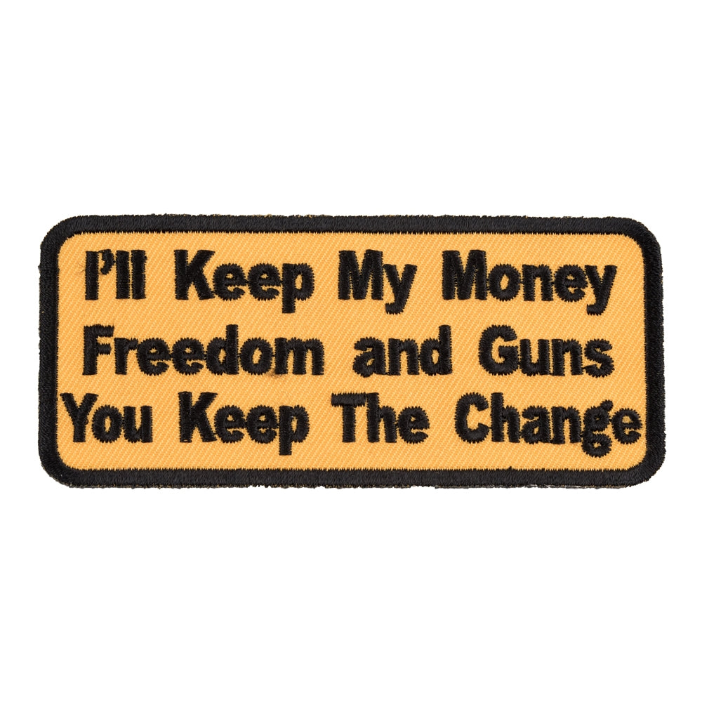 Money Freedom &amp; Guns Yellow Patch, Patriotic Patches — product image