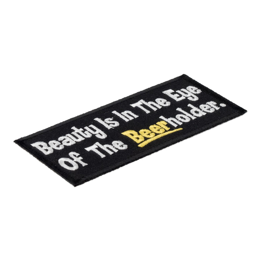 Beauty Is In The Beerholder Patch, Funny Beer Patches — detail view 1