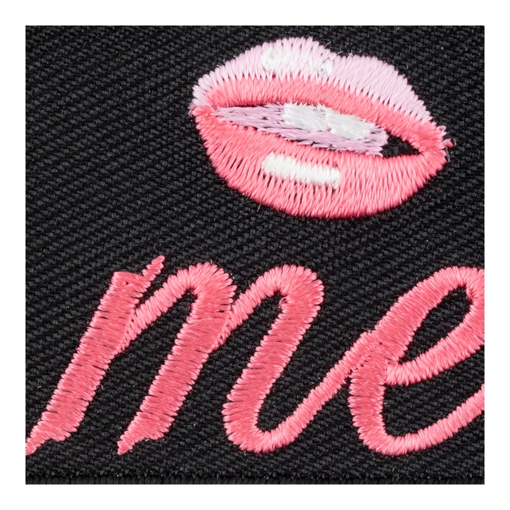 Lick Me Pink Embroidered Lips Patch, Ladies Sayings Patches — detail view 2