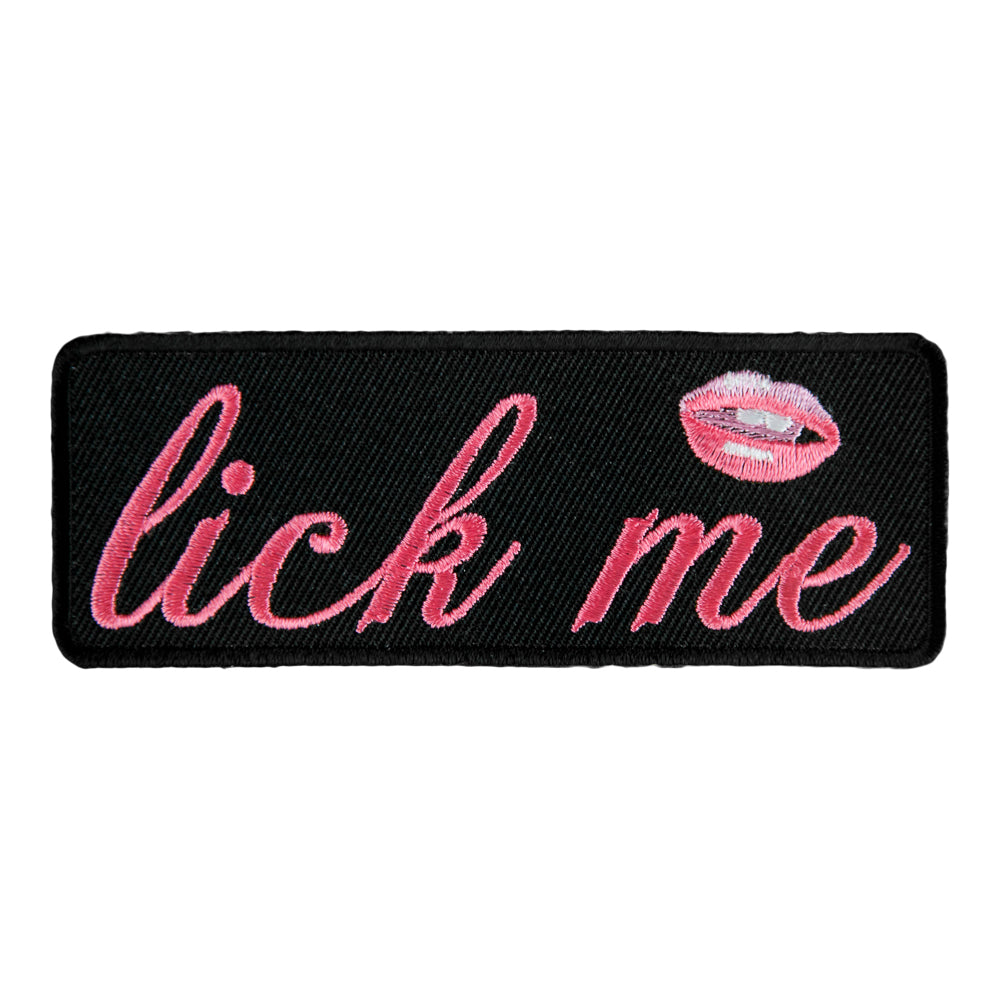 Lick Me Pink Embroidered Lips Patch, Ladies Sayings Patches — product image