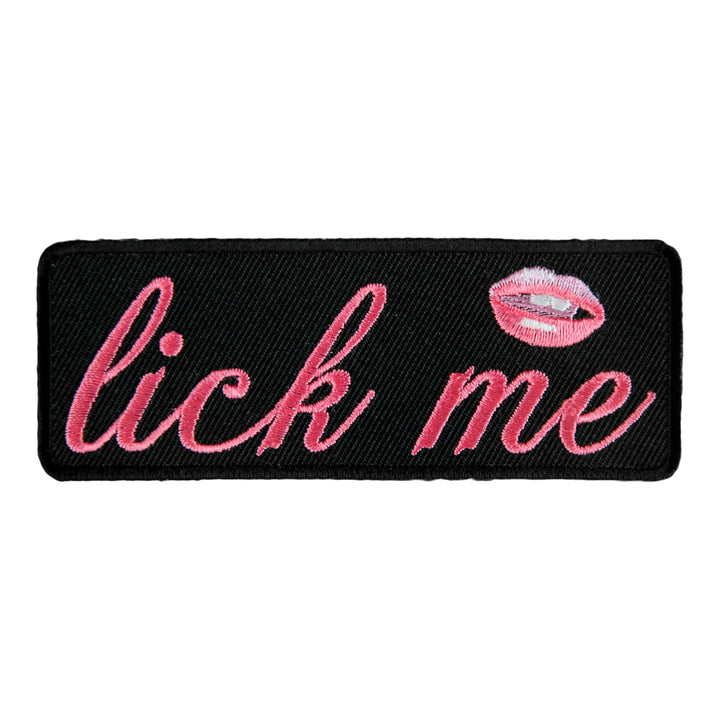 Lick Me Pink Embroidered Lips Patch, Ladies Sayings Patches — product image