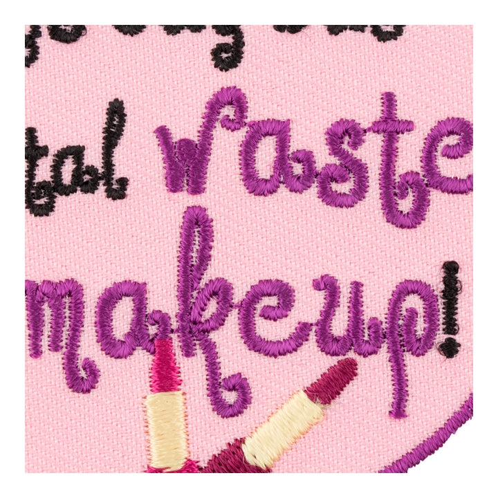 Total Waste of Makeup Lipstick Patch, Embroidered Ladies Patches — detail view 2