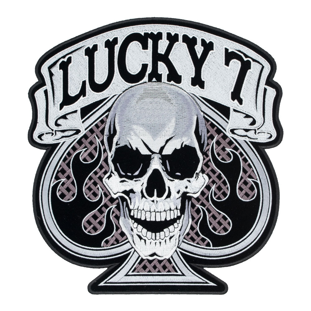 Lucky 7 Skull & Spade Patch, Large Size — product image