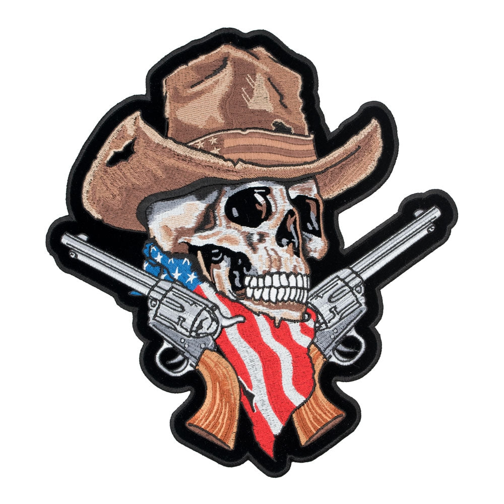 American Cowboy Skull With Guns Patch, Large Size — product image