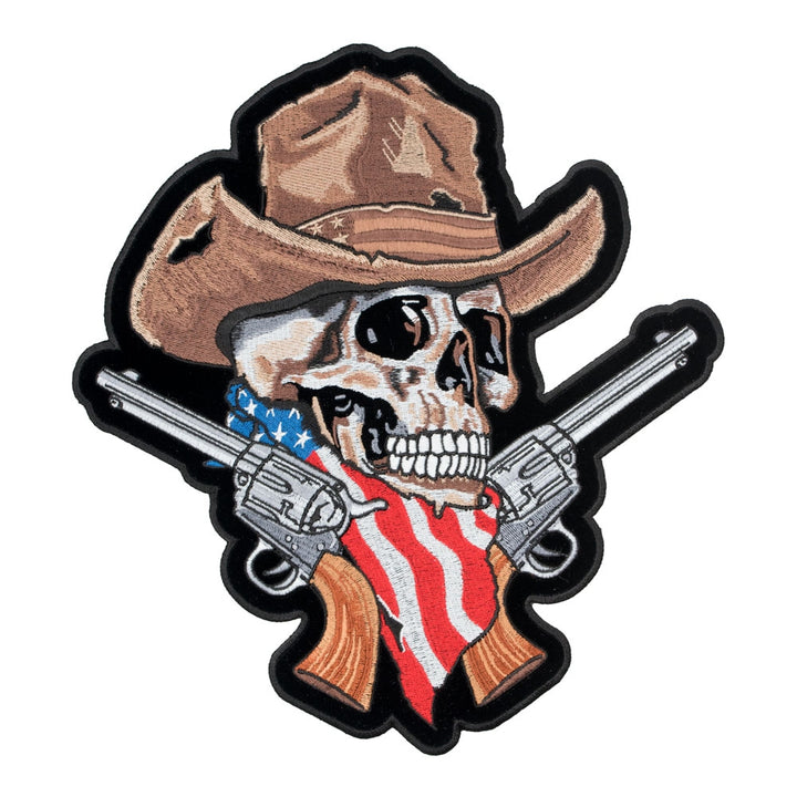 American Cowboy Skull With Guns Patch, Large Size — product image