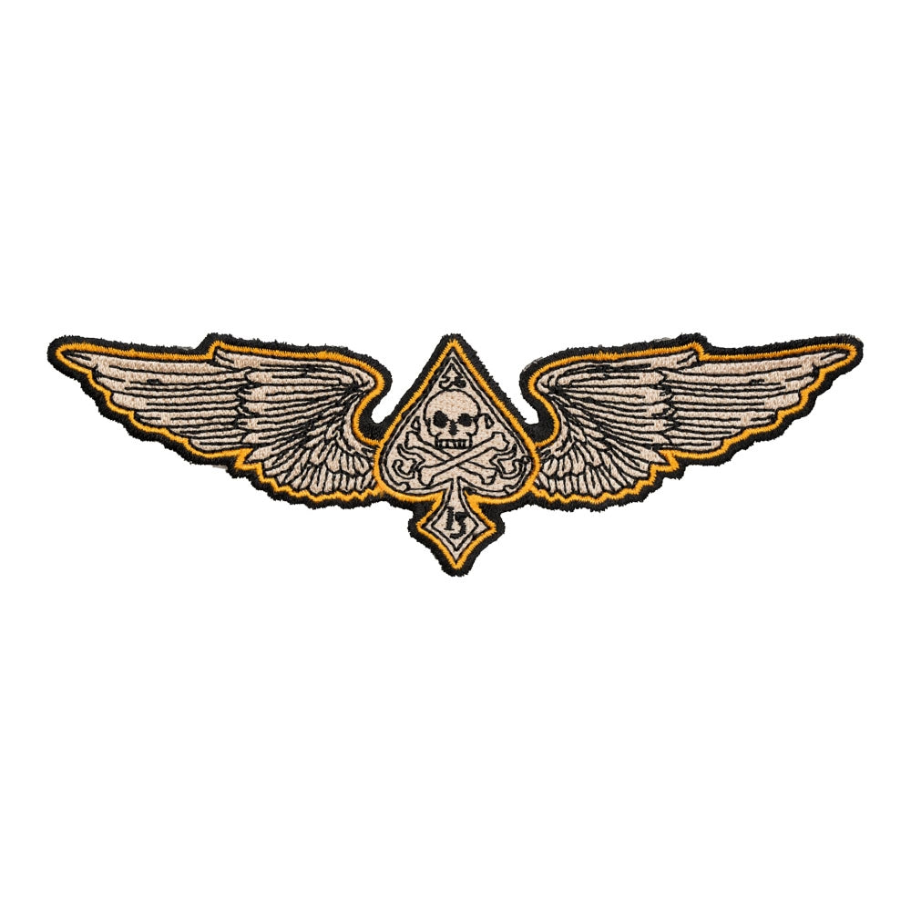 Tan &amp; Orange Wing Spade Skull Patch, Small Size — product image