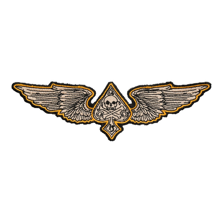 Tan &amp; Orange Wing Spade Skull Patch, Small Size — product image