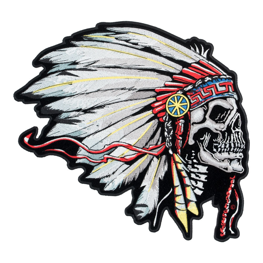 Feathered Indian Chief Skull Patch, Large Size — product image