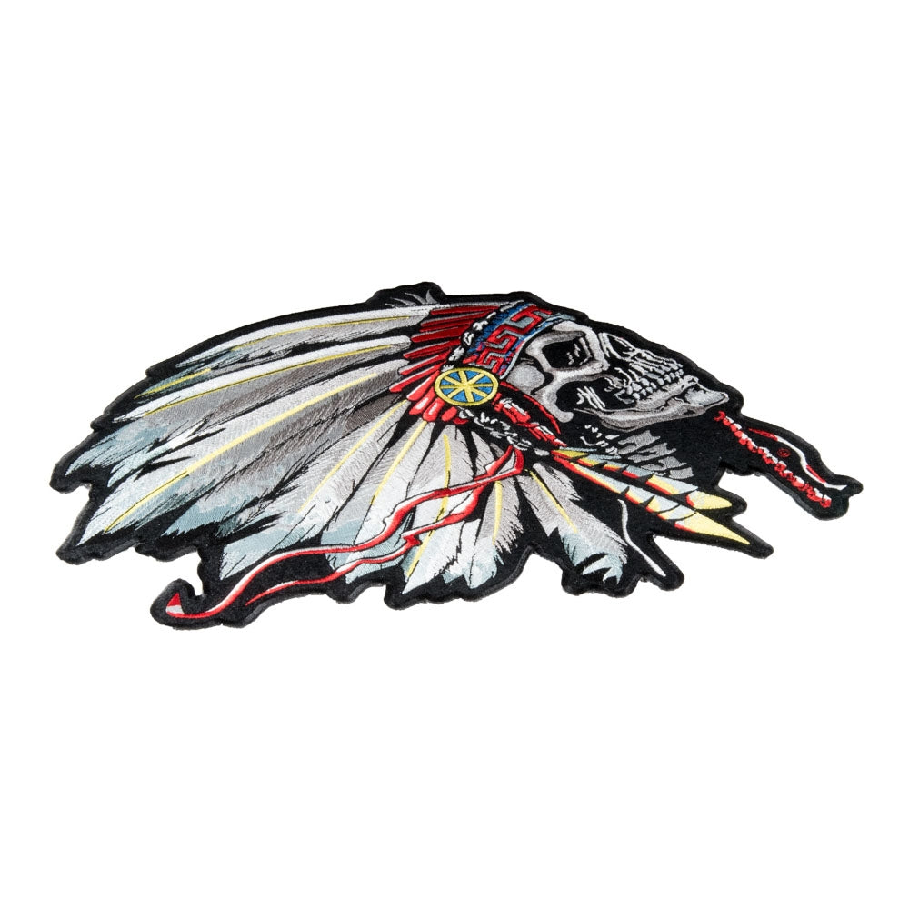 Feathered Indian Chief Skull Patch, Large Size — detail view 1