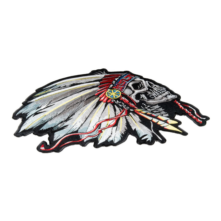 Feathered Indian Chief Skull Patch, Large Size — detail view 1