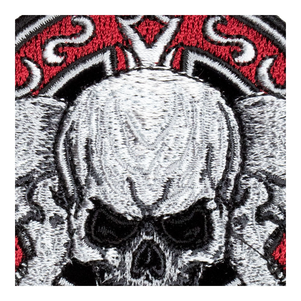 Red Cross With 3 Grey Skulls Patch, Small Size — detail view 1