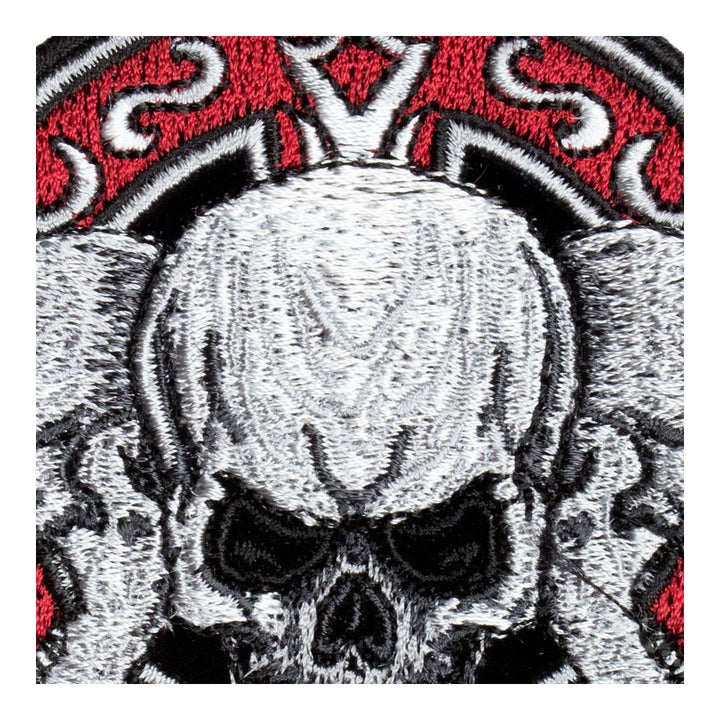Red Cross With 3 Grey Skulls Patch, Small Size — detail view 1