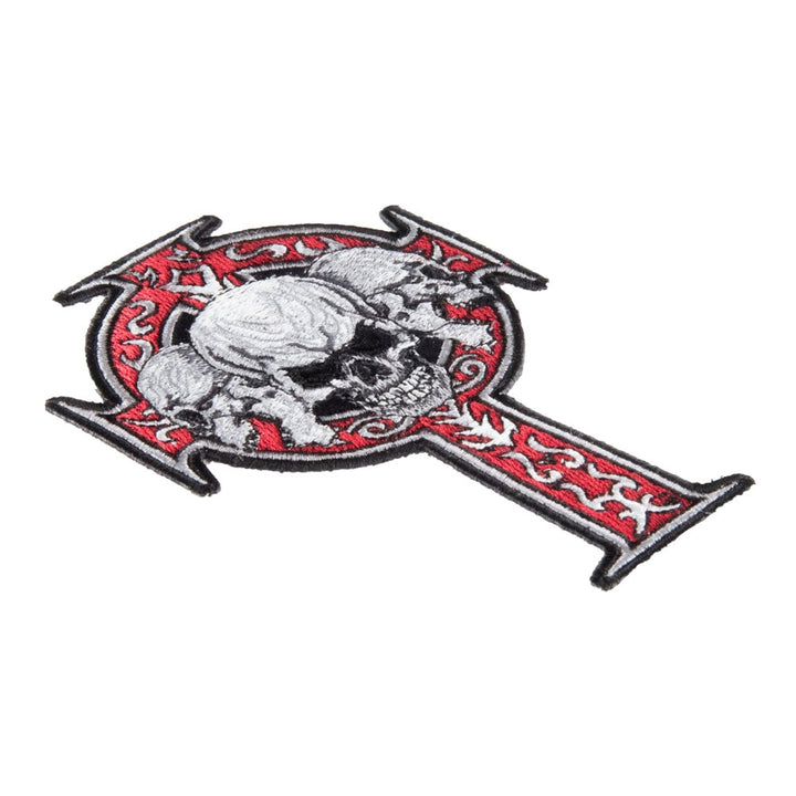 Red Cross With 3 Grey Skulls Patch, Small Size — detail view 2