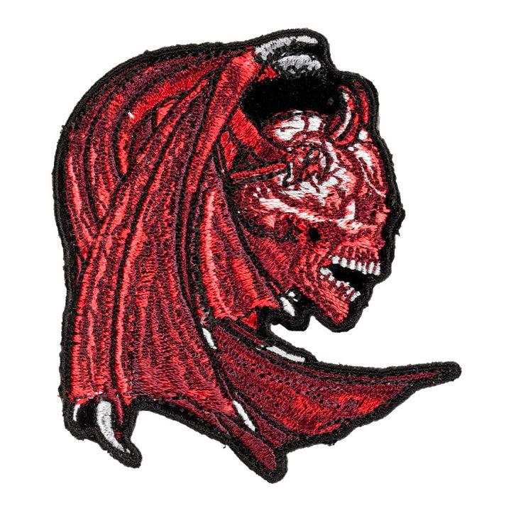 Winged Red Devil Skull Patch, Small Size — product image