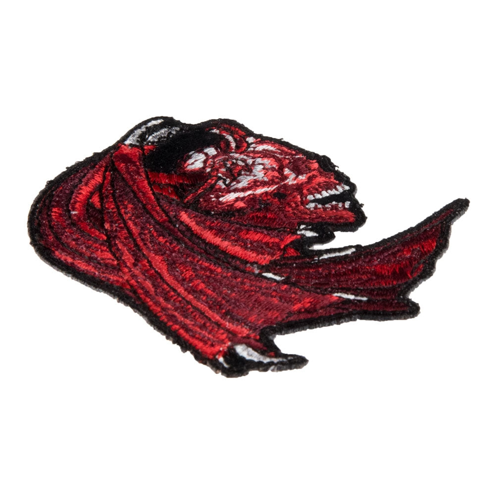Winged Red Devil Skull Patch, Small Size — detail view 1
