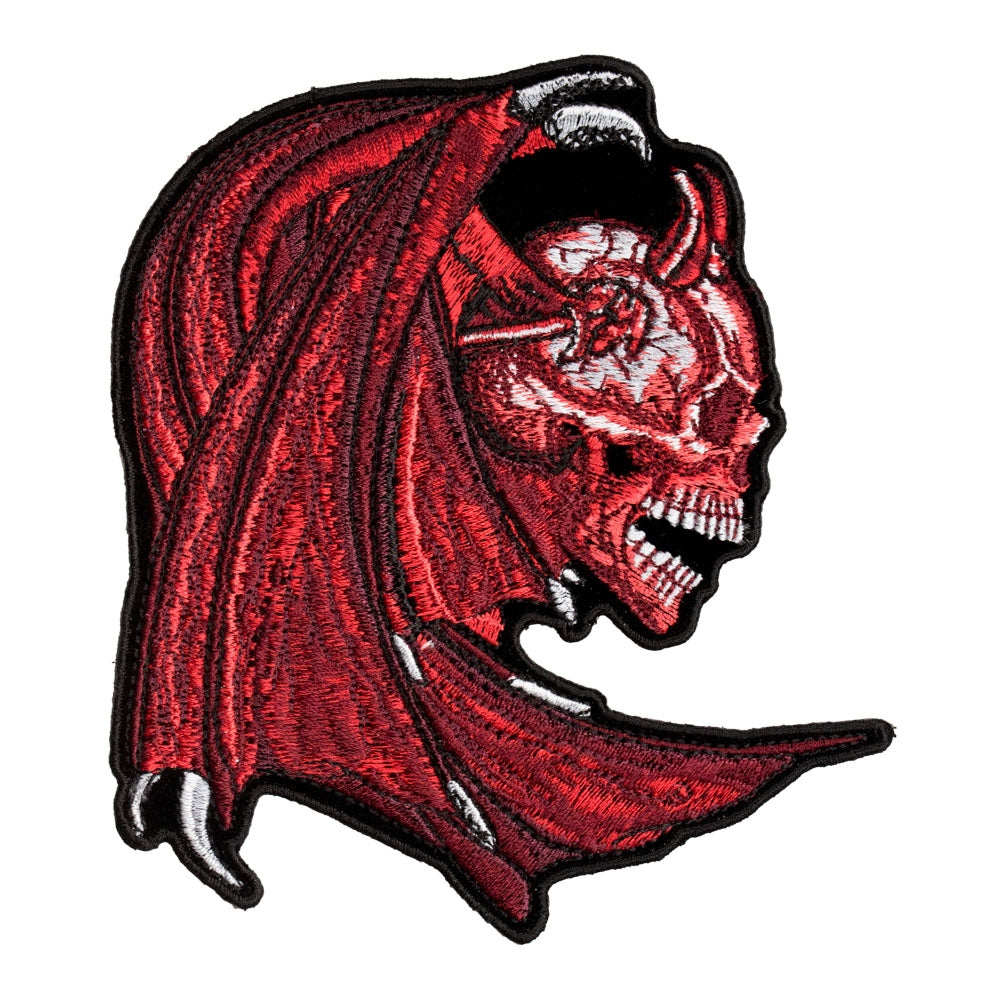 Winged Red Devil Skull Patch, Medium Size — product image