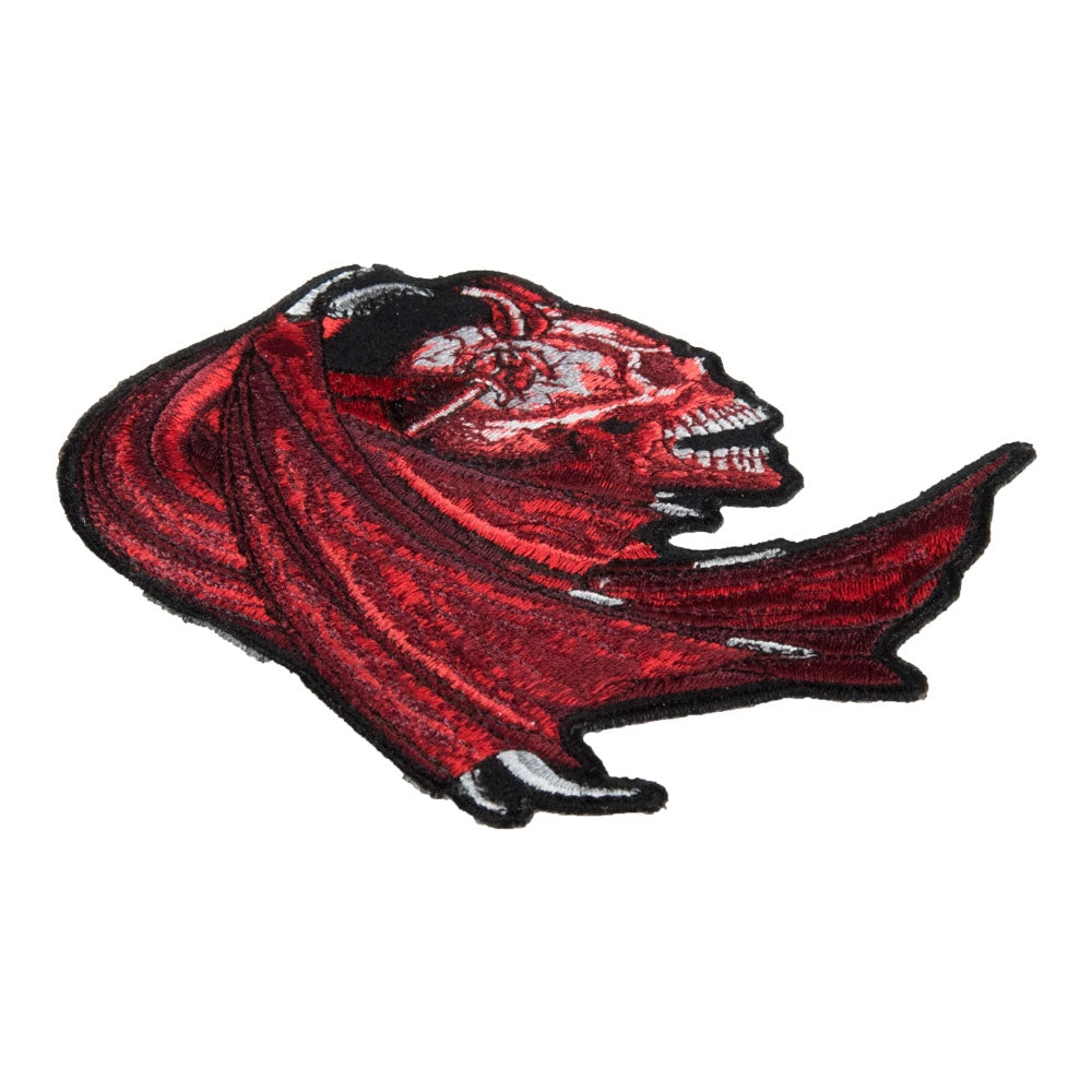 Winged Red Devil Skull Patch, Medium Size — detail view 2