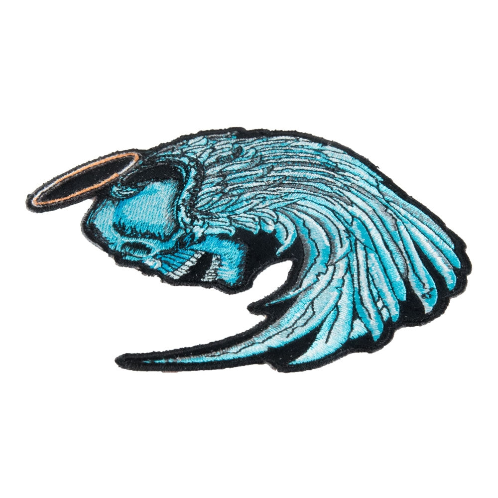 Winged Blue Angel Skull & Halo Patch, Medium Size — detail view 1