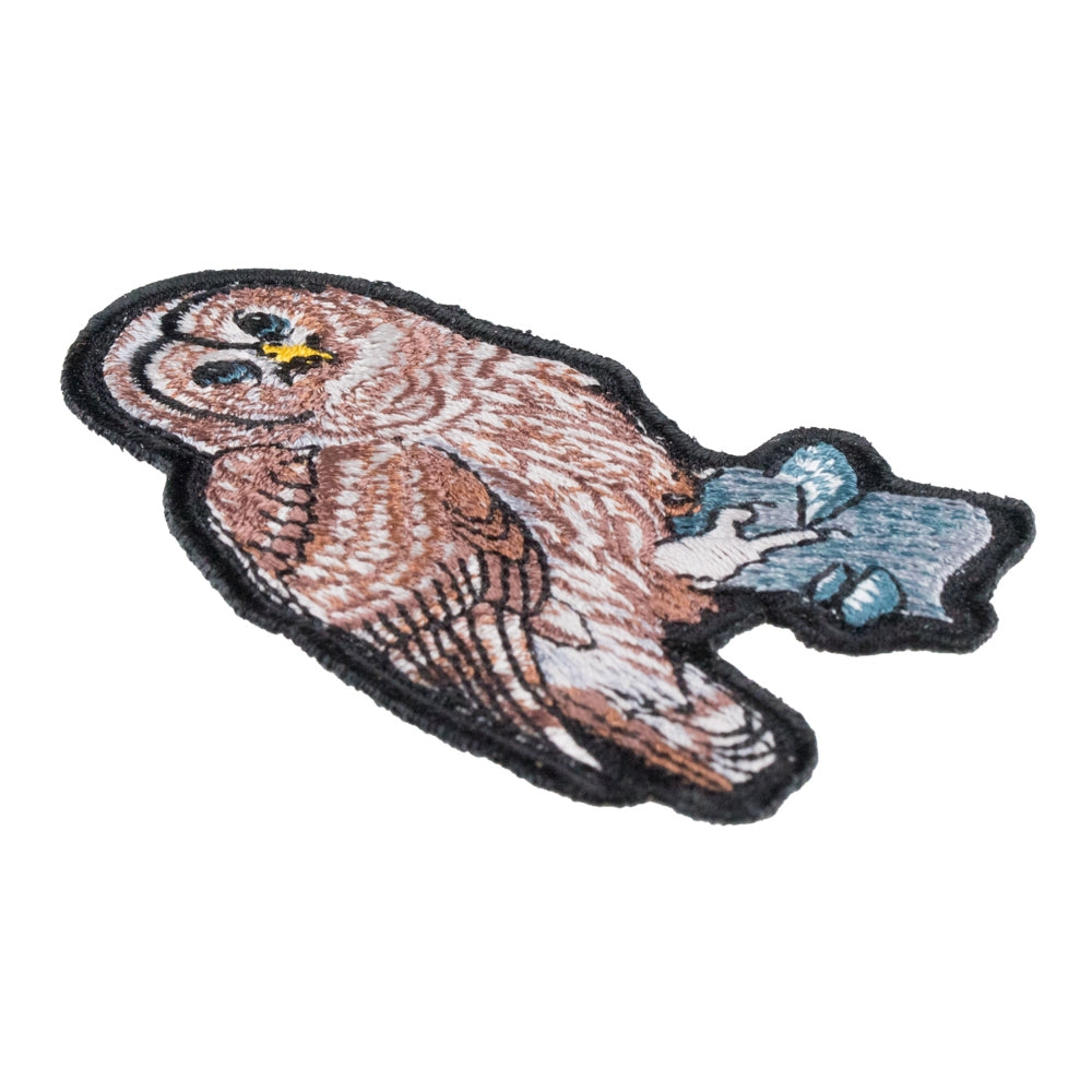 Brown Owl On A Branch Patch, Owl & Bird Patches — detail view 1