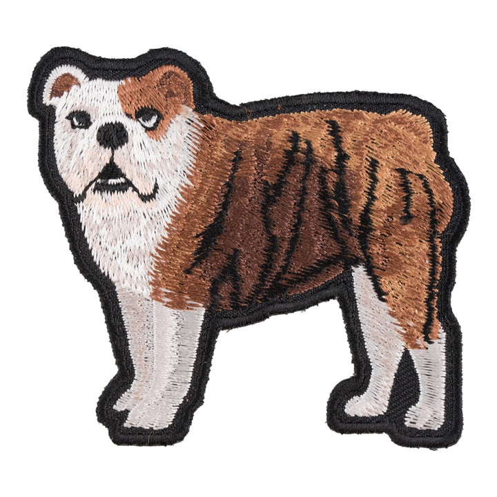 Brown &amp; White Standing Bulldog Patch, English Bulldog Patches — product image