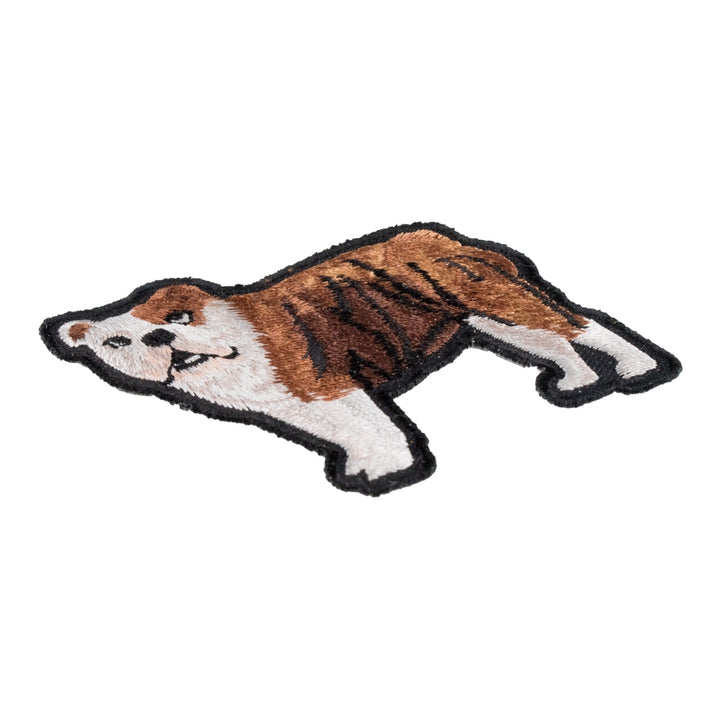 Brown &amp; White Standing Bulldog Patch, English Bulldog Patches — detail view 1
