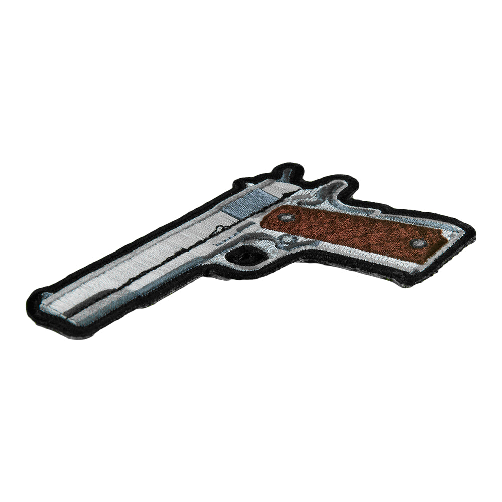 Handgun With Brown Grips Left Facing Patch, Embroidered Gun Patches — detail view 1