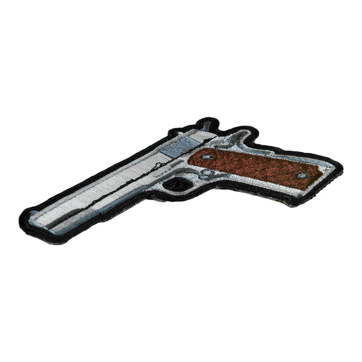 Handgun With Brown Grips Left Facing Patch, Embroidered Gun Patches — detail view 1
