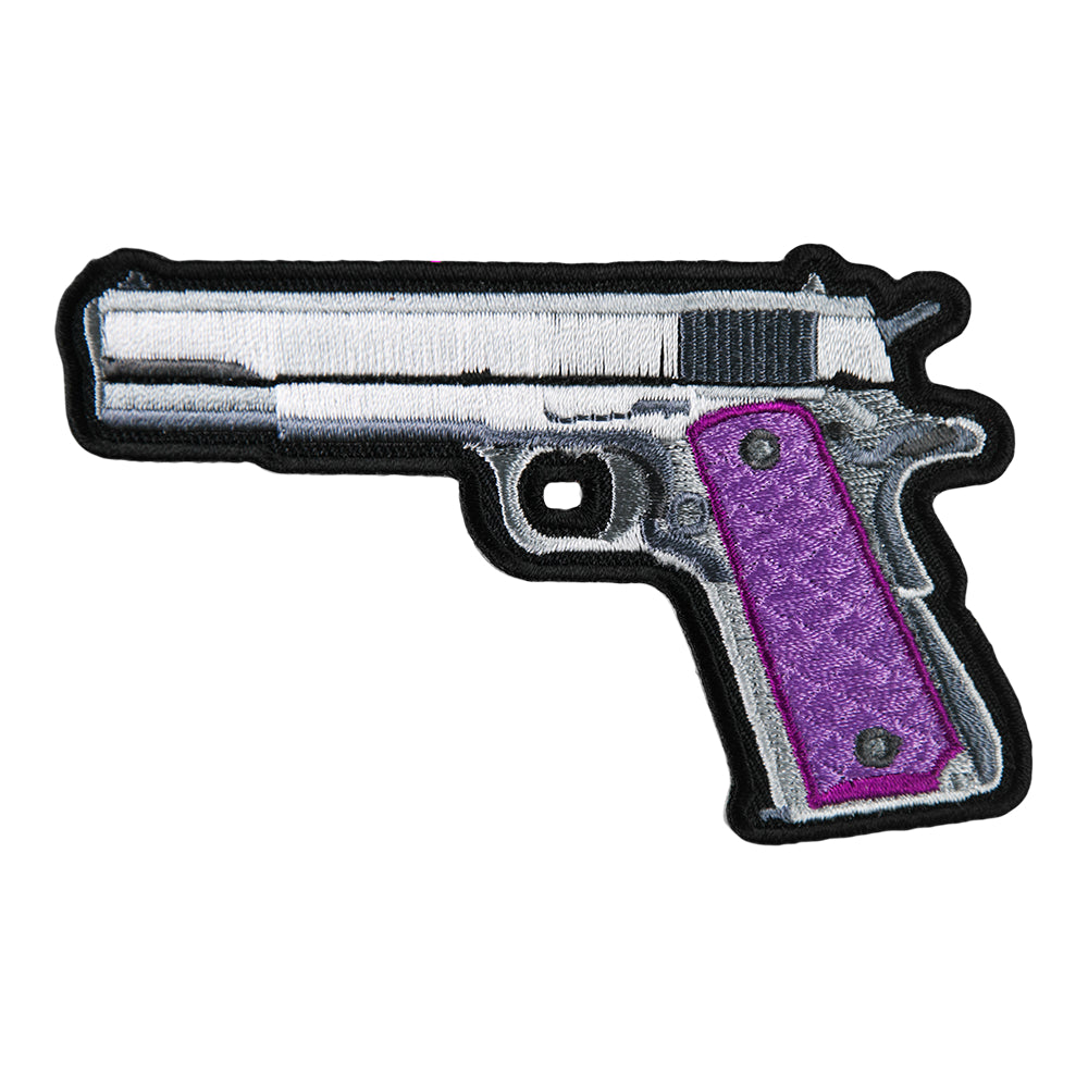 Handgun With Purple Grips Left Patch, Gun Patches — product image