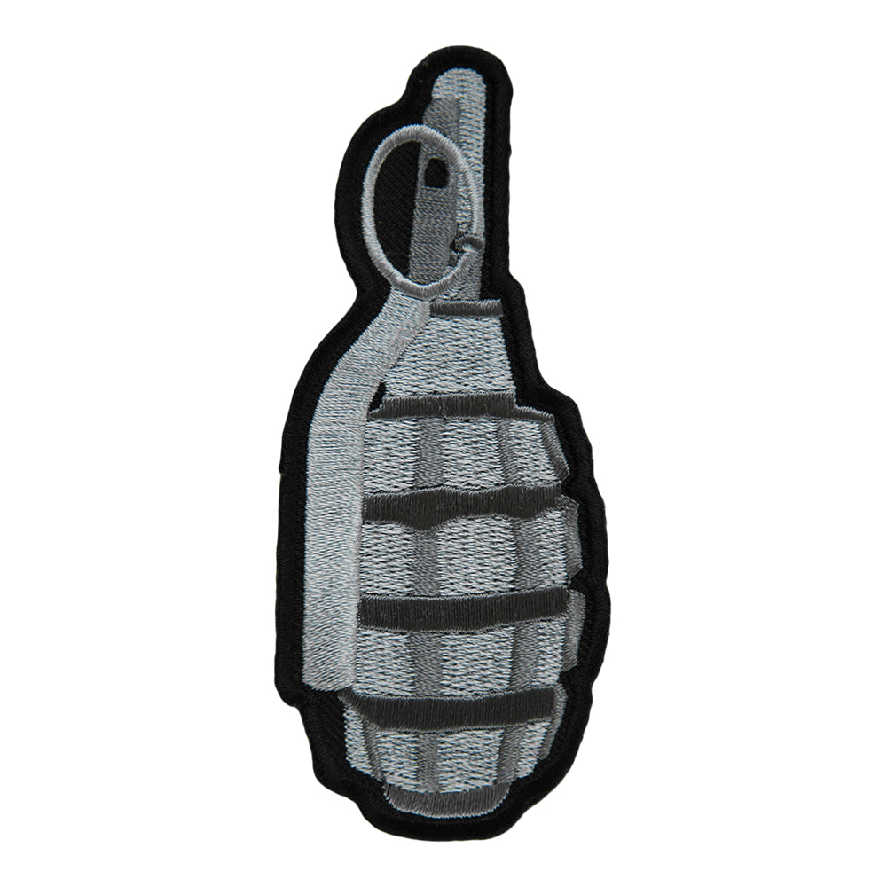 Silver Hand Grenade & Pin Embroidered Patch, Weapon Patches — product image