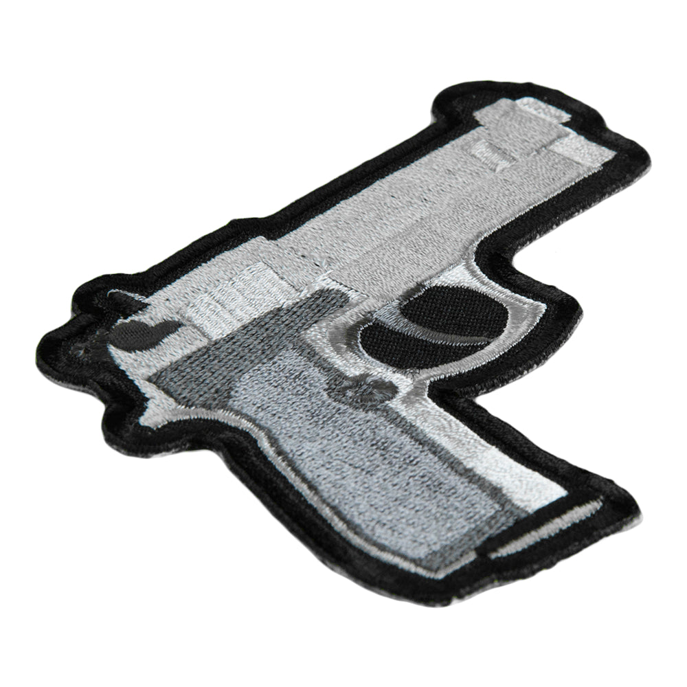 Handgun Dark Grey Grips Right Facing Patch, Embroidered Gun Patches — detail view 1
