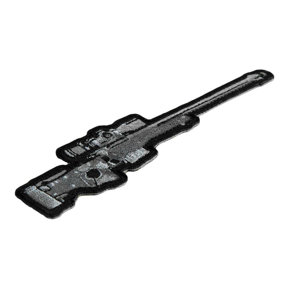 Silver & Light Grey Rifle With Scope Patch, Gun Patches — detail view 1