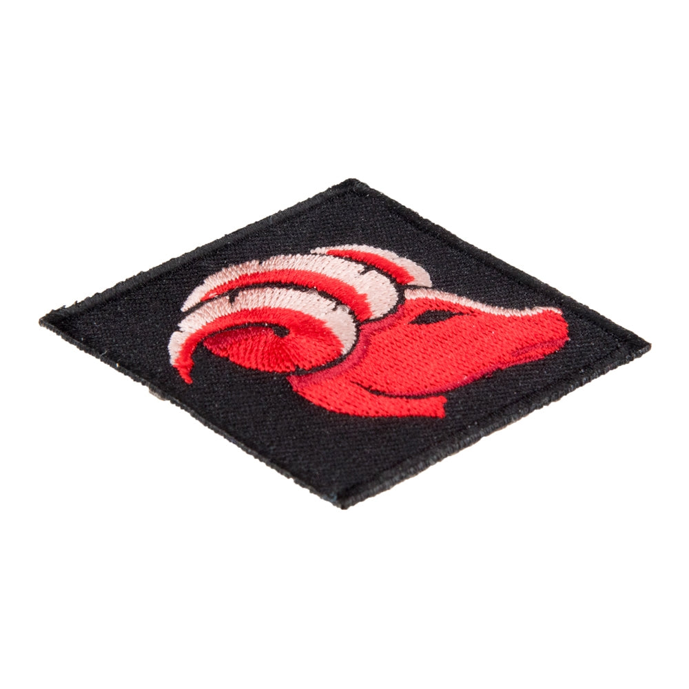 Zodiac Aries Red Ram With Curled Horns Patch, Astrology Sign Patches — detail view 1