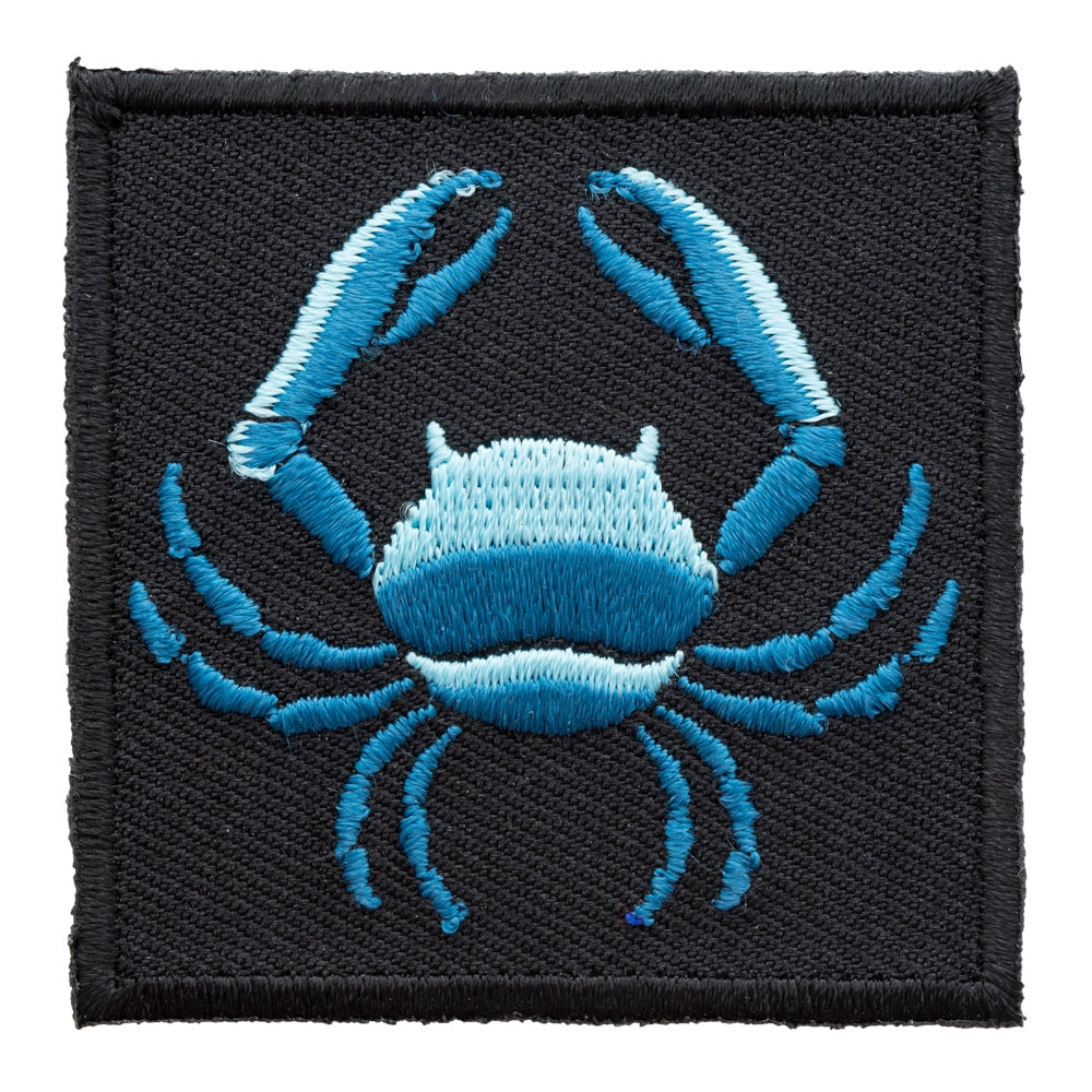 Zodiac Cancer Blue Crab Embroidered Patch, Astrology Sign Patches — product image