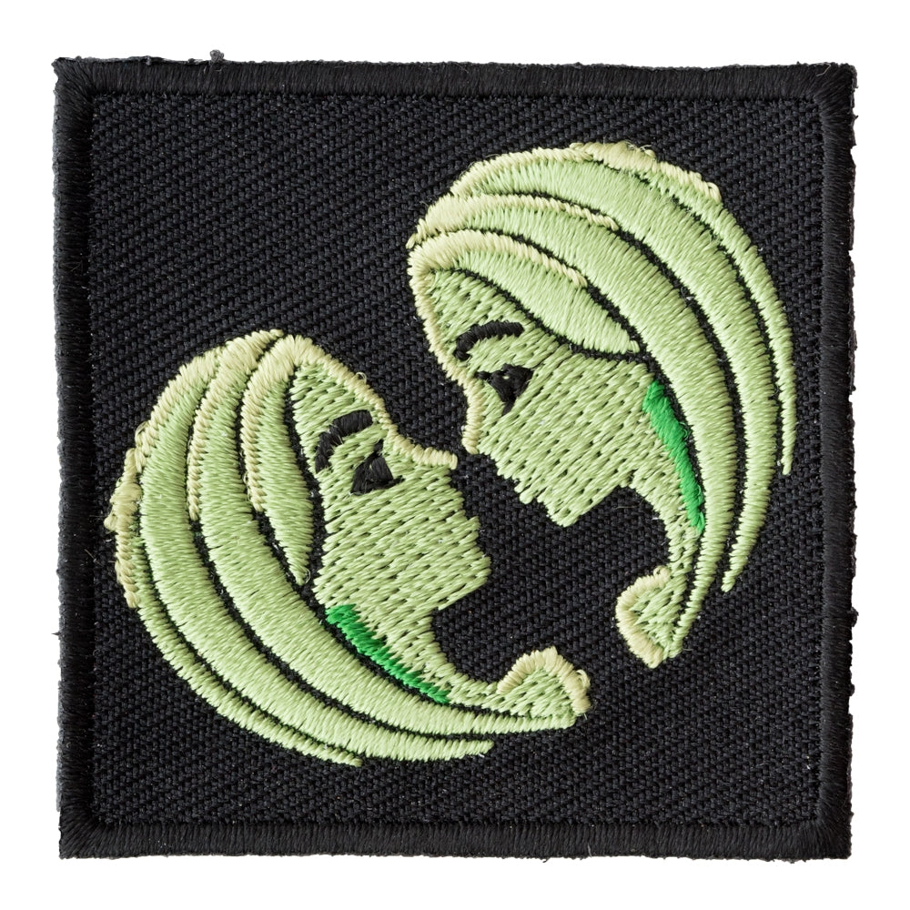 Zodiac Gemini Green Twin Faces Patch, Astrology Sign Patches — product image