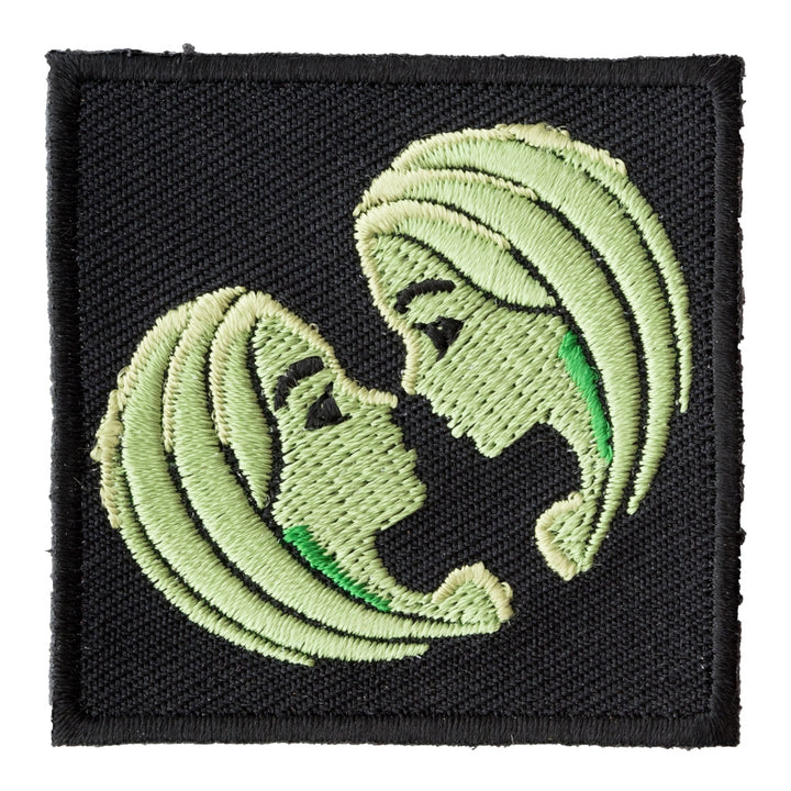 Zodiac Gemini Green Twin Faces Patch, Astrology Sign Patches — product image