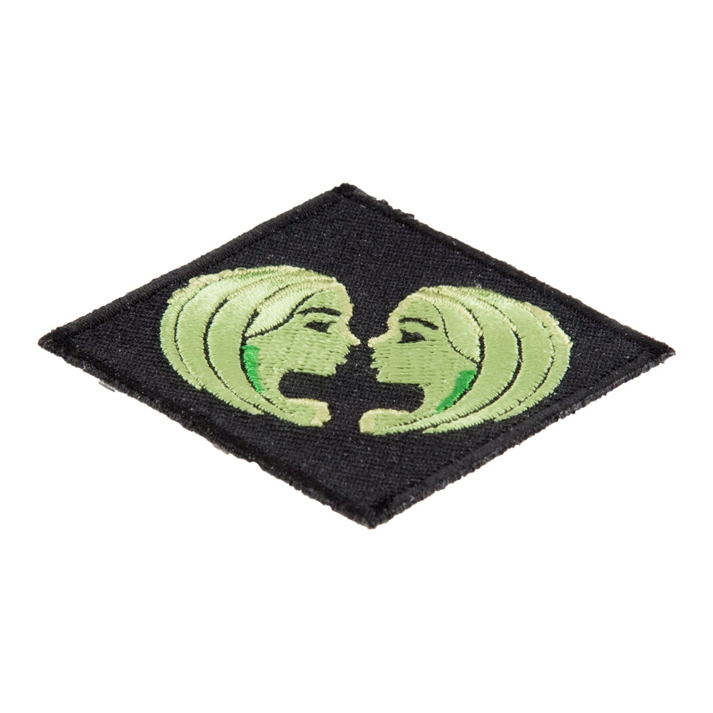 Zodiac Gemini Green Twin Faces Patch, Astrology Sign Patches — detail view 1