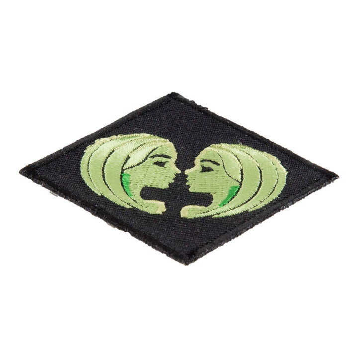 Zodiac Gemini Green Twin Faces Patch, Astrology Sign Patches — detail view 1