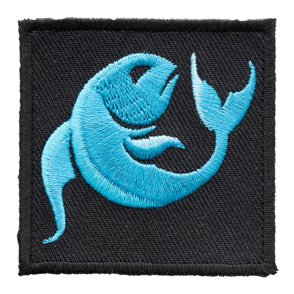 Zodiac Pisces Blue Fish Embroidered Patch, Astrology Sign Patches — product image